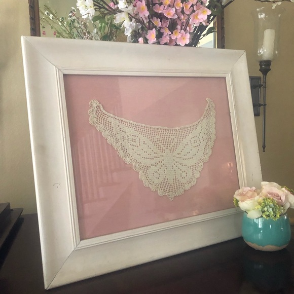 Large Estate Framed Butterfly Doily Collar Wall Art,All Products : American Fashion Style Bags On Sale